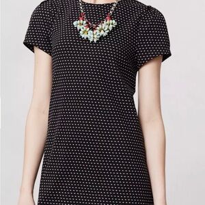 Maeve Black Tunic with White Micro Polka Dots | L